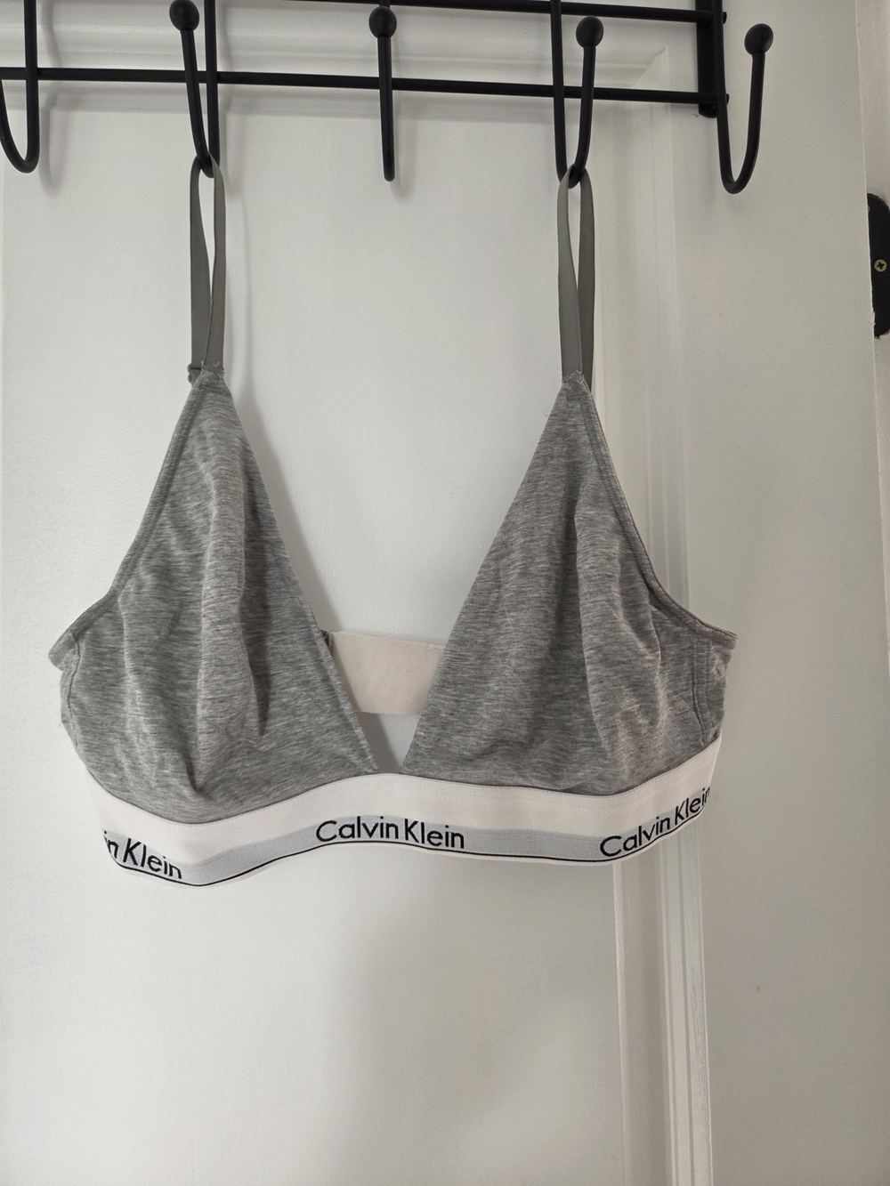 Calvin Klein Grey Heather Logo Bralette with White Band Size L